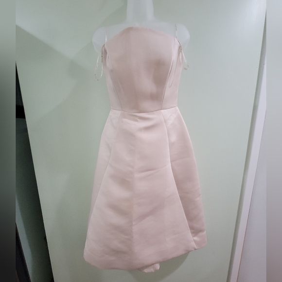 NWT 👗HALSTON blush satin halter formal fit and flare dress - Picture 9 of 11